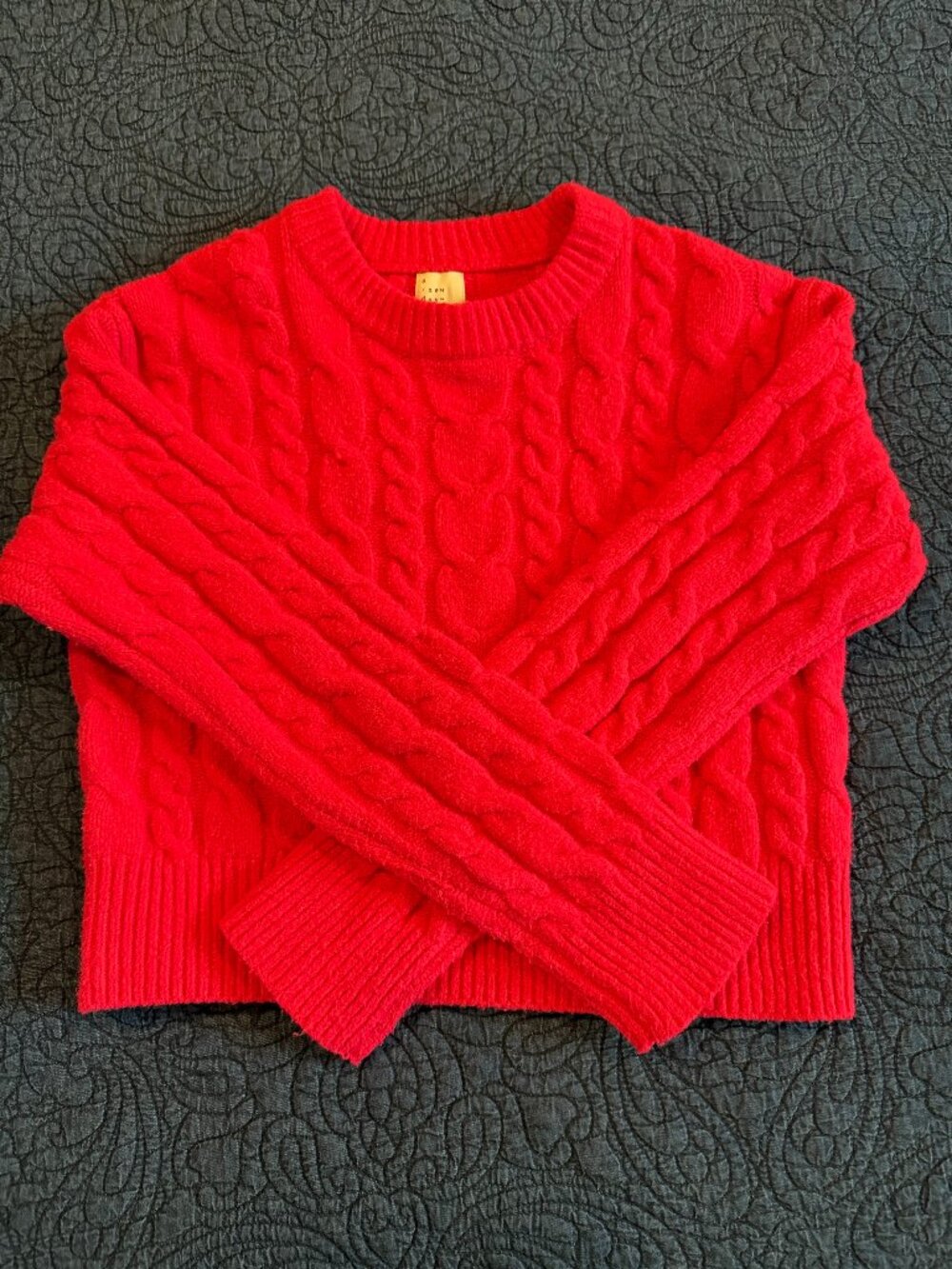 A New Day Red/Pink Cable Knit Crewneck Sweater Size XS